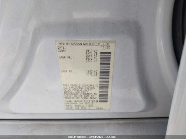 1N4AL3APXGN312399 Nissan Altima 2.5/2.5 S/2.5 Sl/2.5 Sr/2.5 Sv