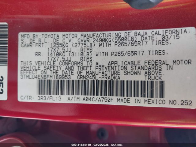 3TMLU4EN8FM189953 Toyota Tacoma Double Cab/trd Pro
