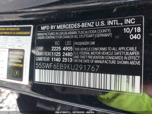 55SWF6EB9KU291767 Mercedes-Benz Amg C 43 4matic