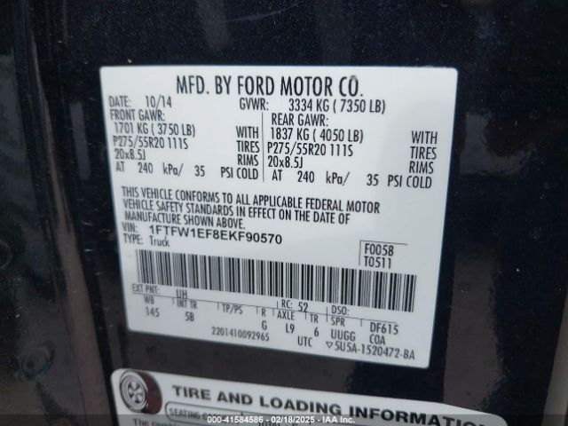 1FTFW1EF8EKF90570 Ford F-150 Fx4