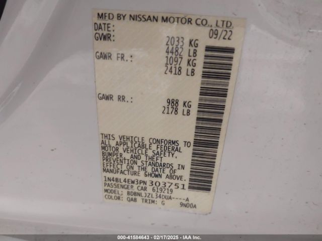 1N4BL4EW3PN303751 Nissan Altima Sl Intelligent Awd