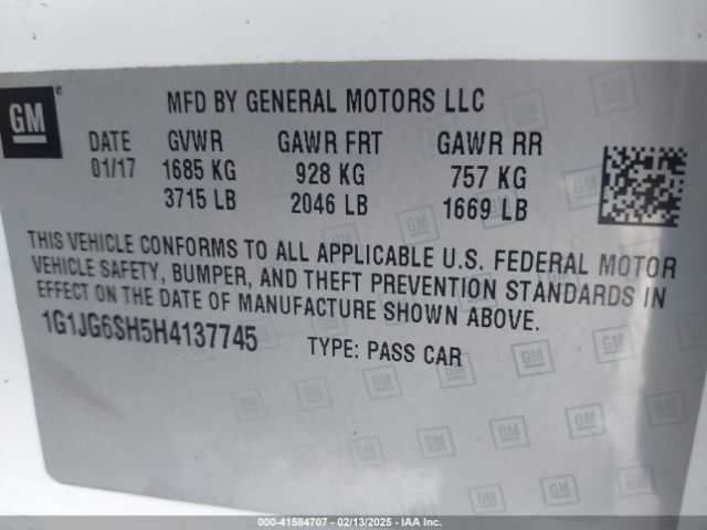 1G1JG6SH5H4137745 Chevrolet Sonic Lt Auto
