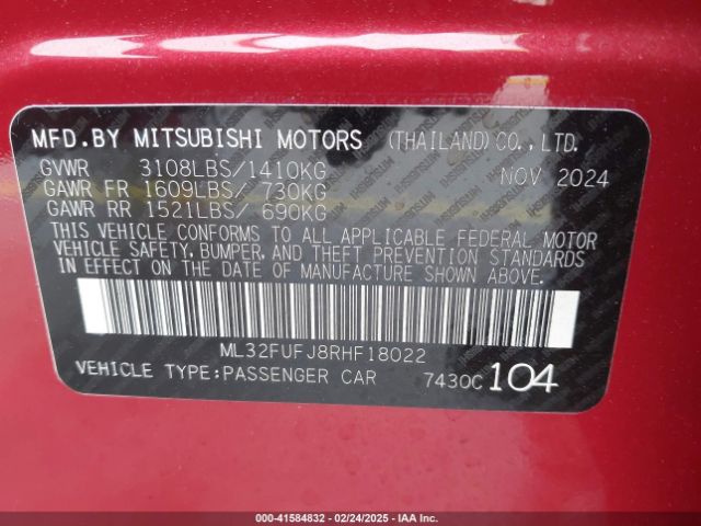2024 MITSUBISHI MIRAGE G4 ML32FUFJ8RHF18022 Photo 8