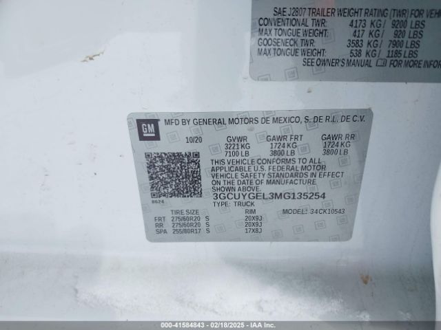 3GCUYGEL3MG135254 Chevrolet Silverado 1500 4wd  Short Bed Ltz
