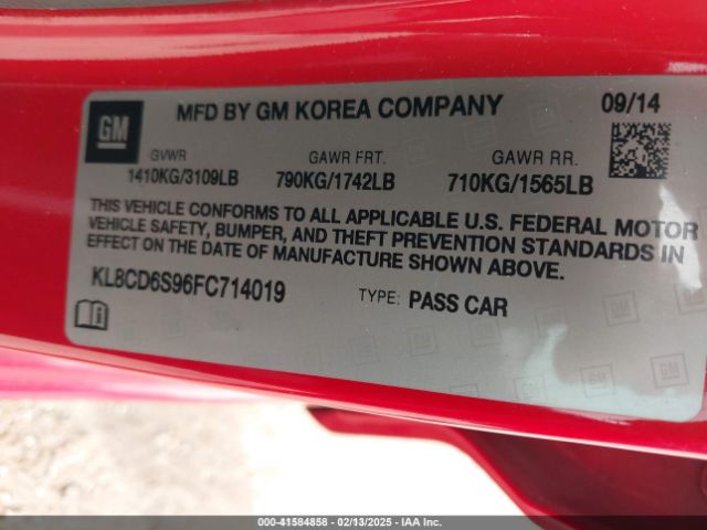 KL8CD6S96FC714019 Chevrolet Spark 1lt Cvt