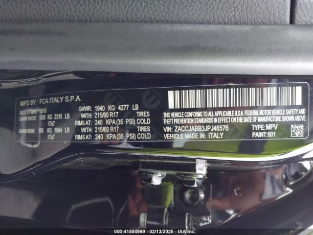 ZACCJABB3JPJ46576 Jeep Renegade Latitude Fwd