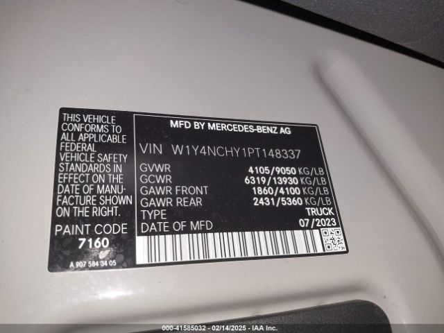 W1Y4NCHY1PT148337 Mercedes-Benz Sprinter 2500 High Roof 4-cyl Diesel Ho