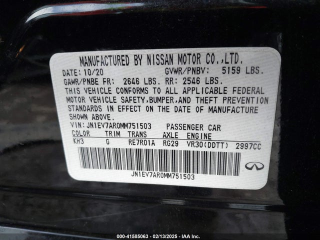 Infiniti 3.0l t 2021 JN1EV7AR0MM751503 Image 9