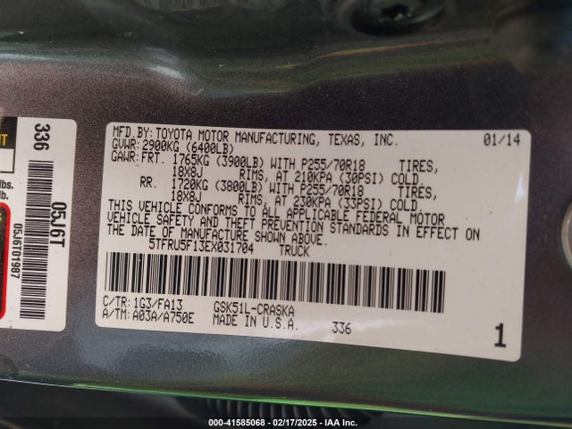 5TFRU5F13EX031704 Toyota Tundra Sr V6