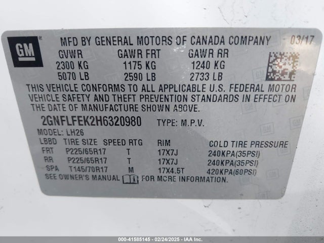 Chevrolet EQUINOX LT 2017 2GNFLFEK2H6320980 Image 9