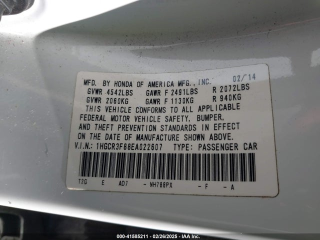 Honda Accord Ex-l V-6 2014 1HGCR3F88EA022607 Image 9