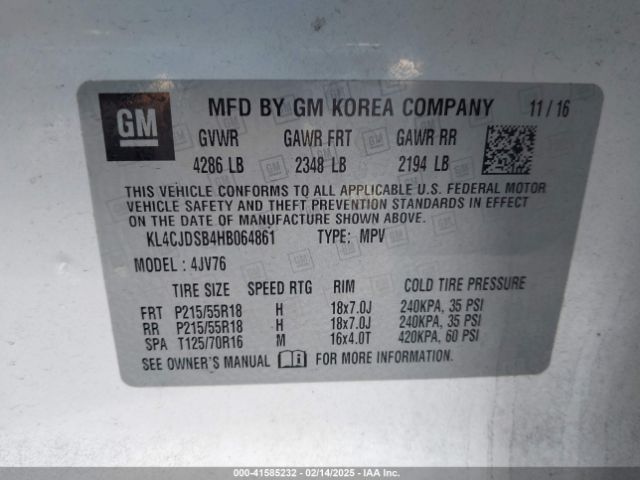 KL4CJDSB4HB064861 Buick Encore Premium