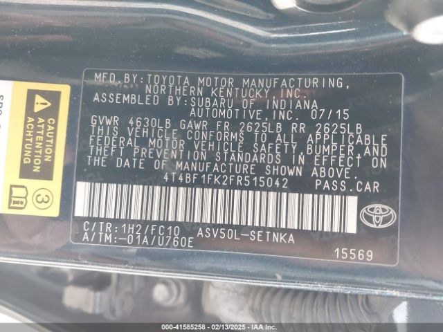 4T4BF1FK2FR515042 Toyota CAMRY LE