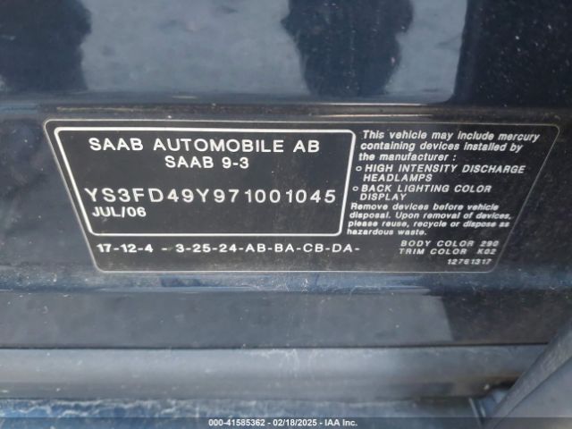 2007 SAAB 9-3 YS3FD49Y971001045 Photo 8