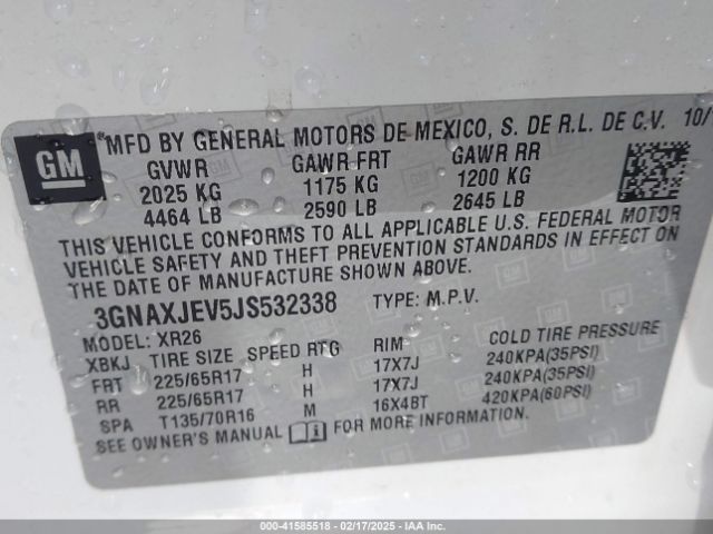 3GNAXJEV5JS532338 Chevrolet EQUINOX LT
