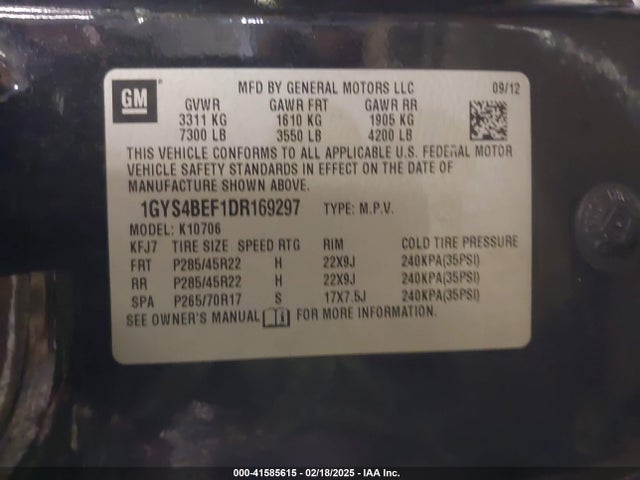 2013 CADILLAC ESCALADE 1GYS4BEF1DR169297 Photo 8