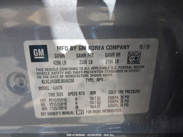 KL4CJASB8LB046208 Buick Encore Fwd Preferred