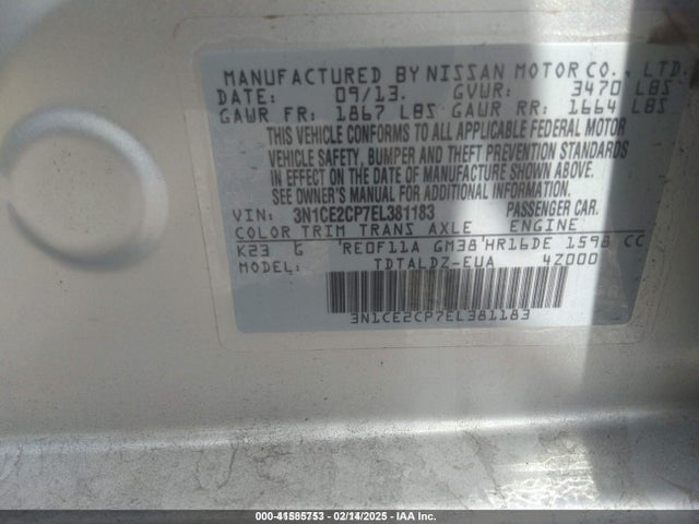 3N1CE2CP7EL381183 Nissan Versa Note Sv