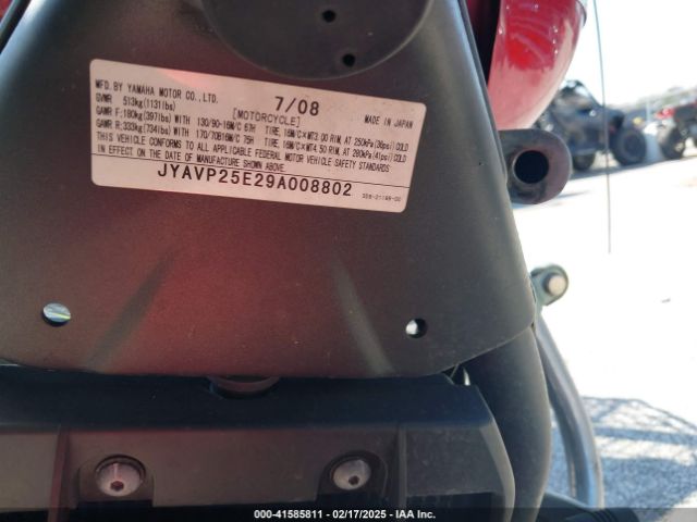 2009 YAMAHA XVS1300 JYAVP25E29A008802 Photo 9