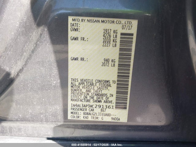 1N4AL3AP3HC291361 Nissan Altima 2.5 S