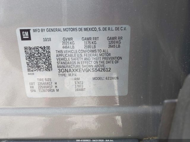 3GNAXKEV6KS542612 Chevrolet EQUINOX LT