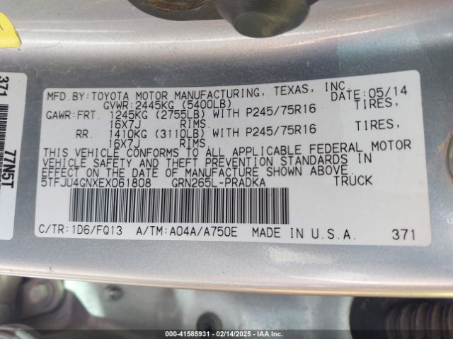 5TFJU4GNXEX061808 Toyota Tacoma Prerunner V6