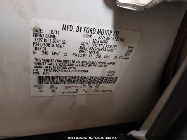 1FM5K7D8XFGB24586 Ford EXPLORER XLT