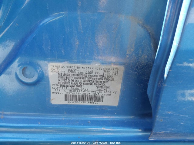 Nissan Versa Sv Xtronic Cvt 2021 3N1CN8EV3ML880561 Image 9