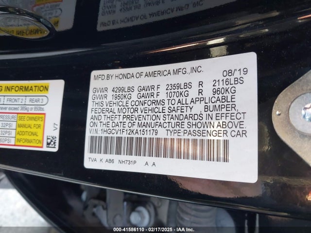 1HGCV1F12KA151179 Honda ACCORD LX