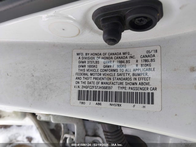 2HGFC2F57JH568597 Honda Civic Lx
