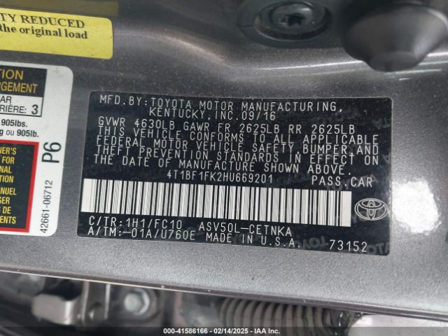 4T1BF1FK2HU669201 Toyota CAMRY LE
