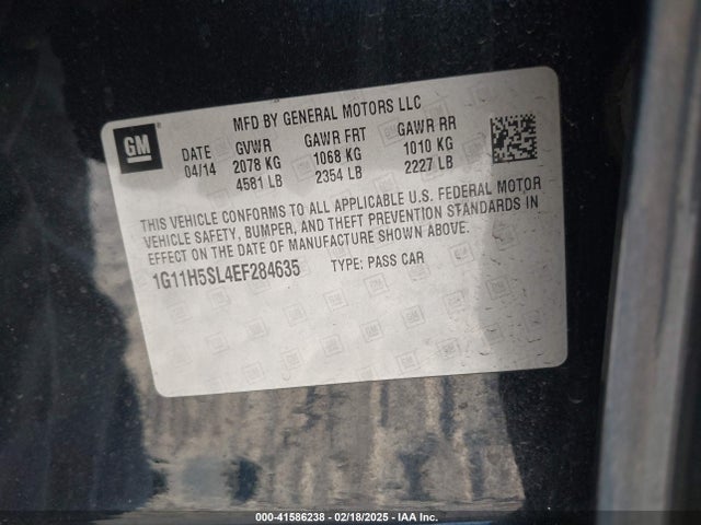 1G11H5SL4EF284635 Chevrolet Malibu 1lz