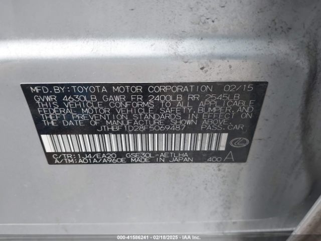 JTHBF1D28F5069487 Lexus Is 250 Crafted Line