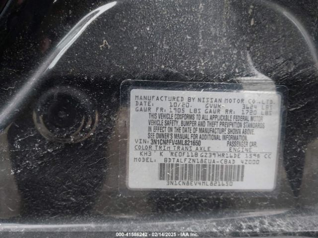 3N1CN8EV4ML821650 Nissan Versa Sv Xtronic Cvt