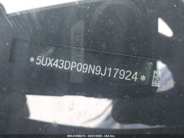 5UX43DP09N9J17924 BMW X3 Sdrive30i