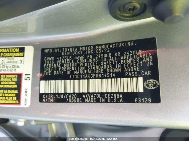 Toyota CAMRY LE 2023 4T1C11AK3PU814514 Image 9