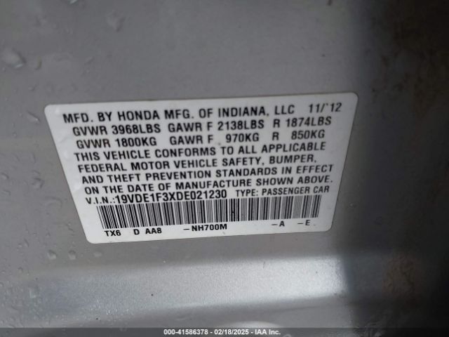 2013 ACURA ILX 19VDE1F3XDE021230 Photo 8