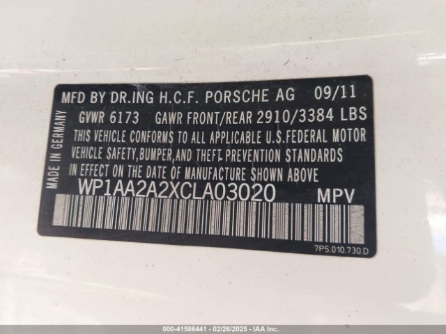 2012 PORSCHE CAYENNE WP1AA2A2XCLA03020 Photo 8