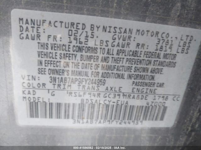 3N1AB7AP9FY244959 Nissan SENTRA S