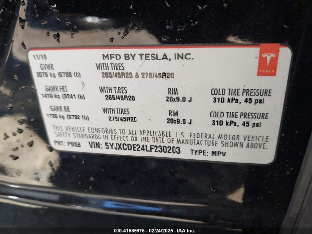2020 TESLA MODEL X 5YJXCDE24LF230203 Photo 8