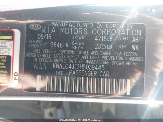 KNALC4J12H5039445 KIA Cadenza Premium