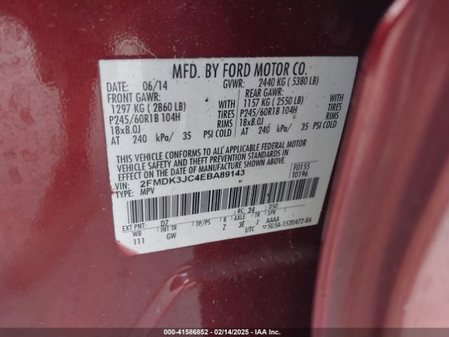2FMDK3JC4EBA89143 Ford EDGE SEL