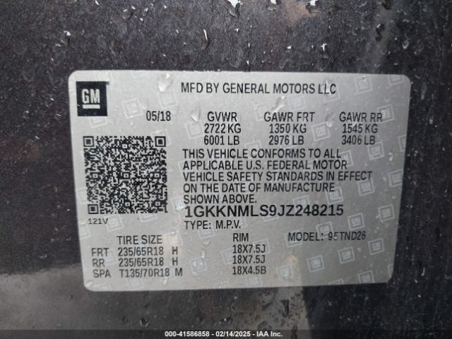 1GKKNMLS9JZ248215 GMC Acadia Slt-1