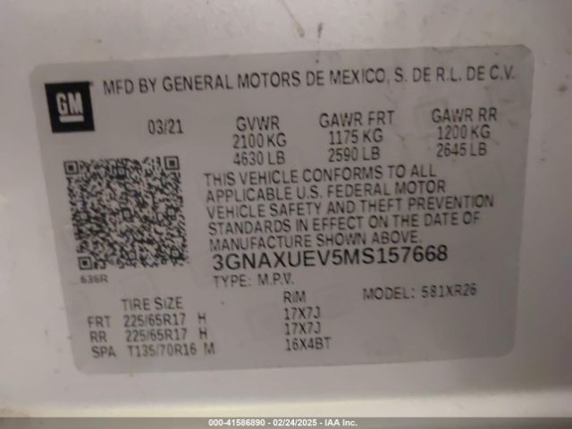 3GNAXUEV5MS157668 Chevrolet Equinox Awd Lt