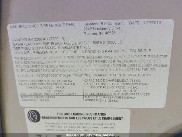 2016 KEYSTONE PASSPORT 4YDT28120GT415489 Photo 8