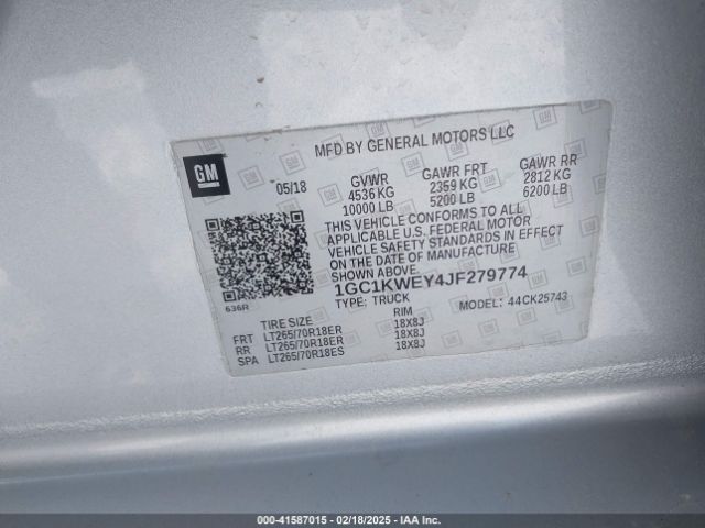 1GC1KWEY4JF279774 Chevrolet l5p - direct injection, duramax, gen 5, var 1