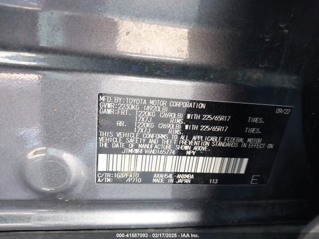 JTMRWRFV6ND165774 Toyota Rav4 Hybrid Xle
