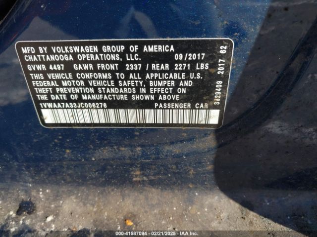 2018 VOLKSWAGEN PASSAT 1VWAA7A33JC006276 Photo 8