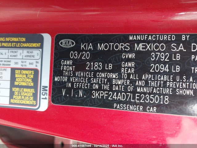 KIA Forte Lxs 2020 3KPF24AD7LE235018 Image 9