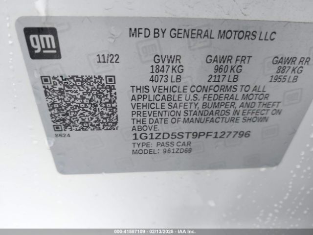 1G1ZD5ST9PF127796 Chevrolet Malibu Fwd 1lt